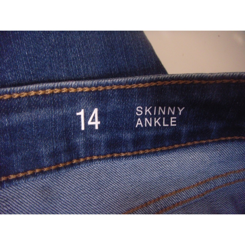 ANA skinny ankle womens‎ blue jeans 14 mid rise slim fit velvet sides distressed - Picture 8 of 9